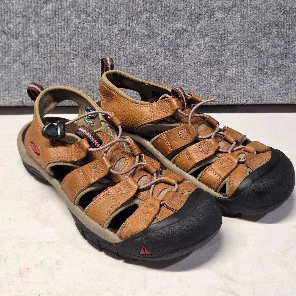 Keen Newport H2 Waterproof Hiking Sandals Brown Leather Pink Womens 10